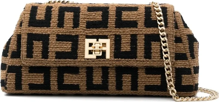 Logo-Jacquard Chain-Strap Shoulder Bag