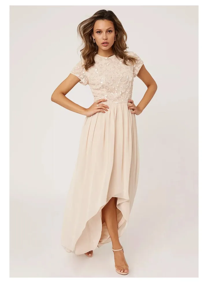 Little Mistress High Low Embellished Dress