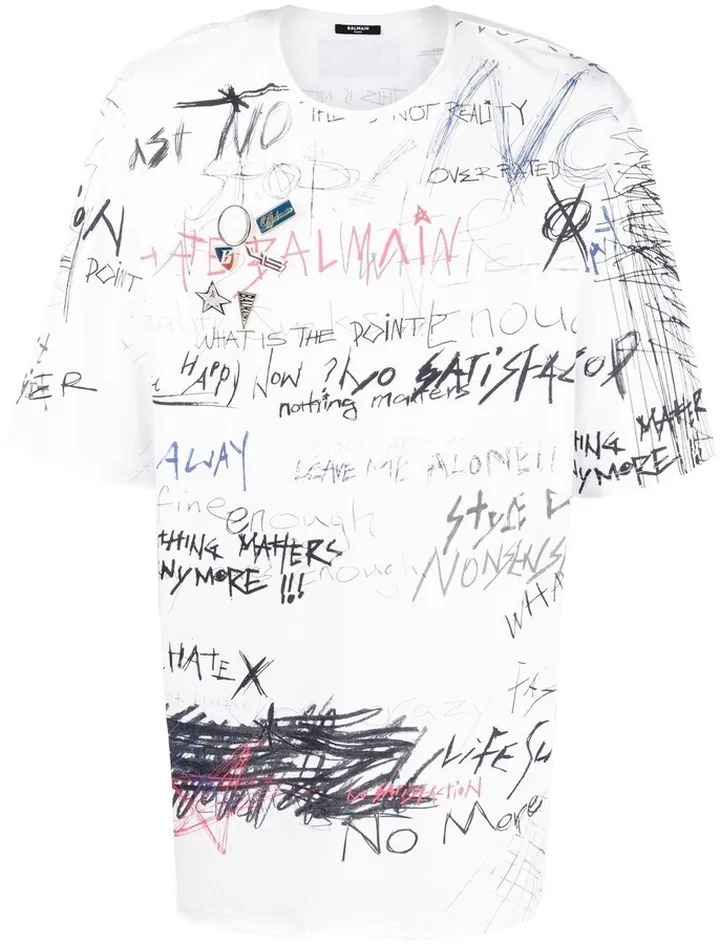 scribble-print cotton T-shirt
