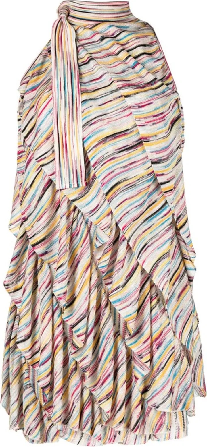 Knot-Detail Striped Minidress