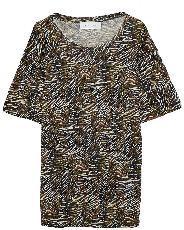 Shay distressed zebra-print linen-jersey T-shirt