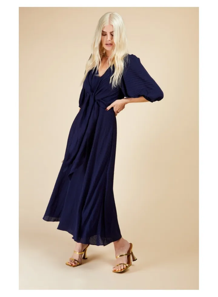 Little Mistress Navy Texture Midaxi Dress