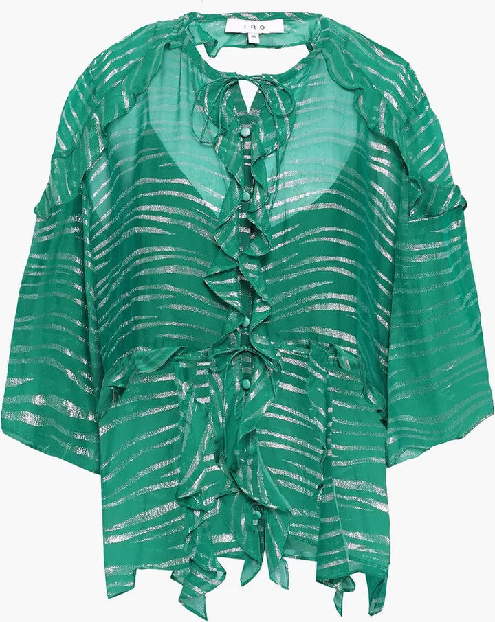 Eopam open-back metallic fil coupé chiffon blouse