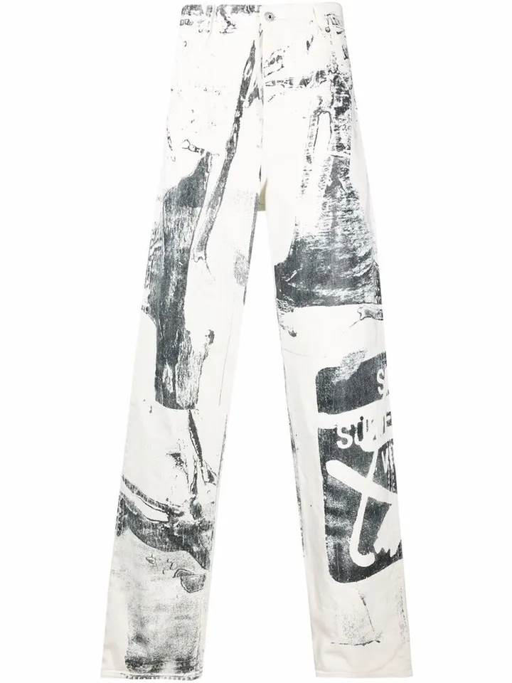 Graphic-Print Wide-Leg Trousers