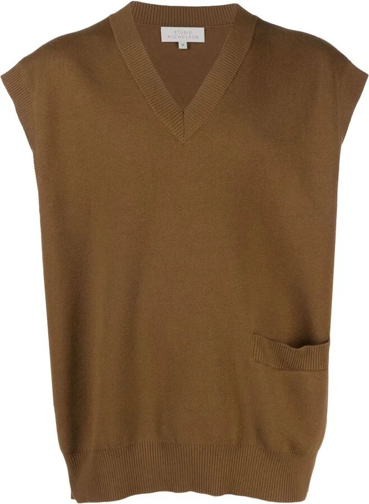 Brown Foss V-Neck Knitted Vest