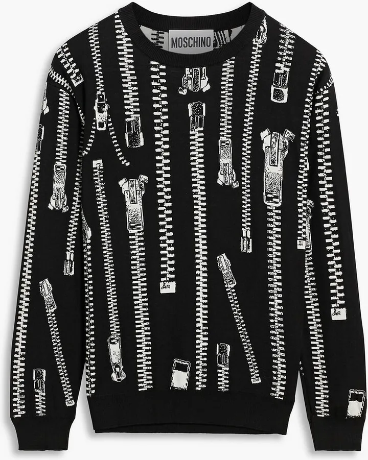 Jacquard-knit wool sweater