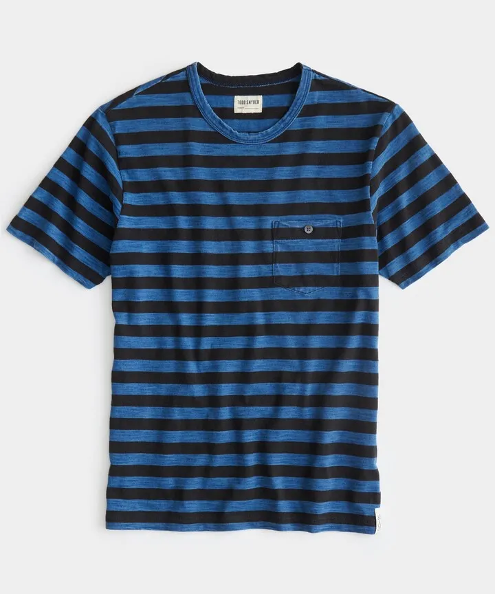 Wide Stripe Indigo Pocket Tee