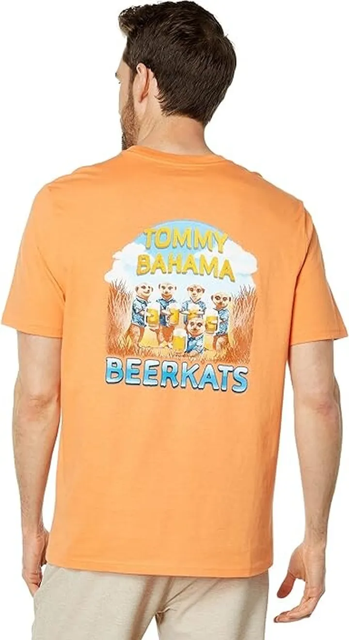 Tommy Bahama Beercats Pocket Tee (Orange Peel) Men's Clothing