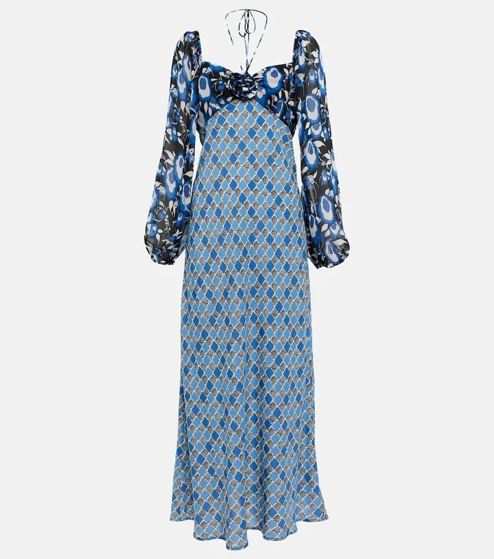 Jeanie printed halterneck midi dress