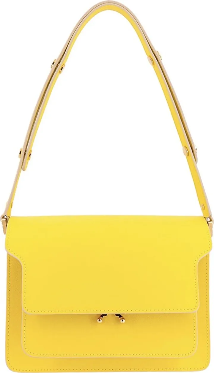 Yellow Trunk Medium Bag In Shiny Leather