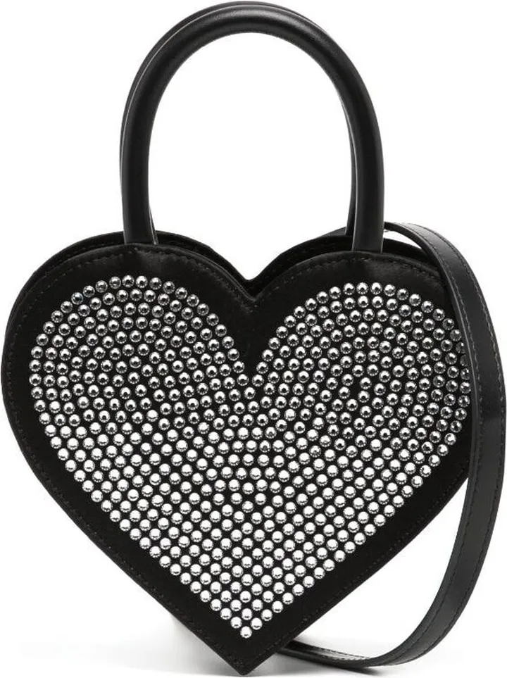 Crystal-Embellished Heart-Shape Bag