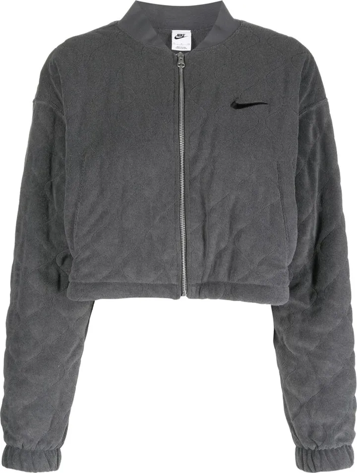 Cropped Quilted Bomber Jacket
