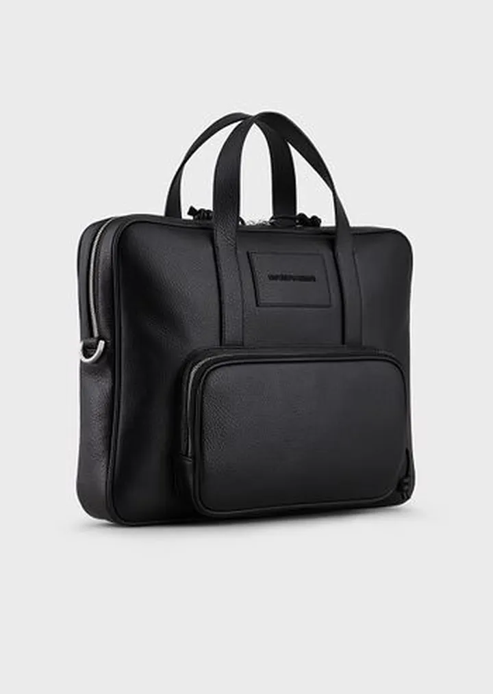 Tumbled leather briefcase