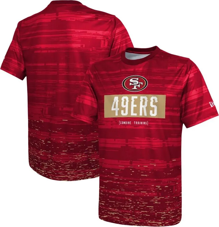 Men's New Era Scarlet San Francisco 49ers Combine Authentic Sweep T-shirt