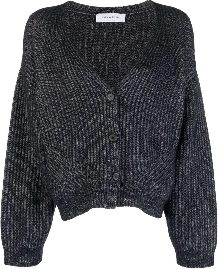 V-neck knitted cardigan