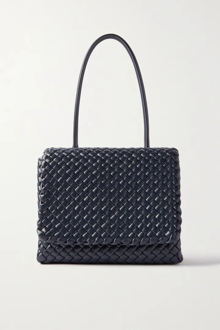 Bottega Veneta - Patti Intrecciato Leather Shoulder Bag - Gray