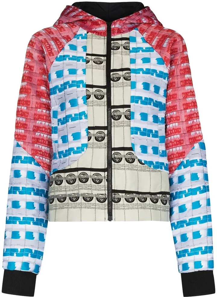 Abstract-Pritn Hooded Bomber Jacket