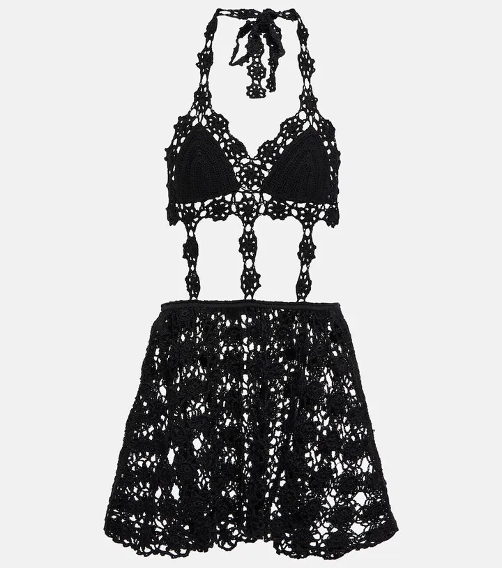 Floral open-knit minidress