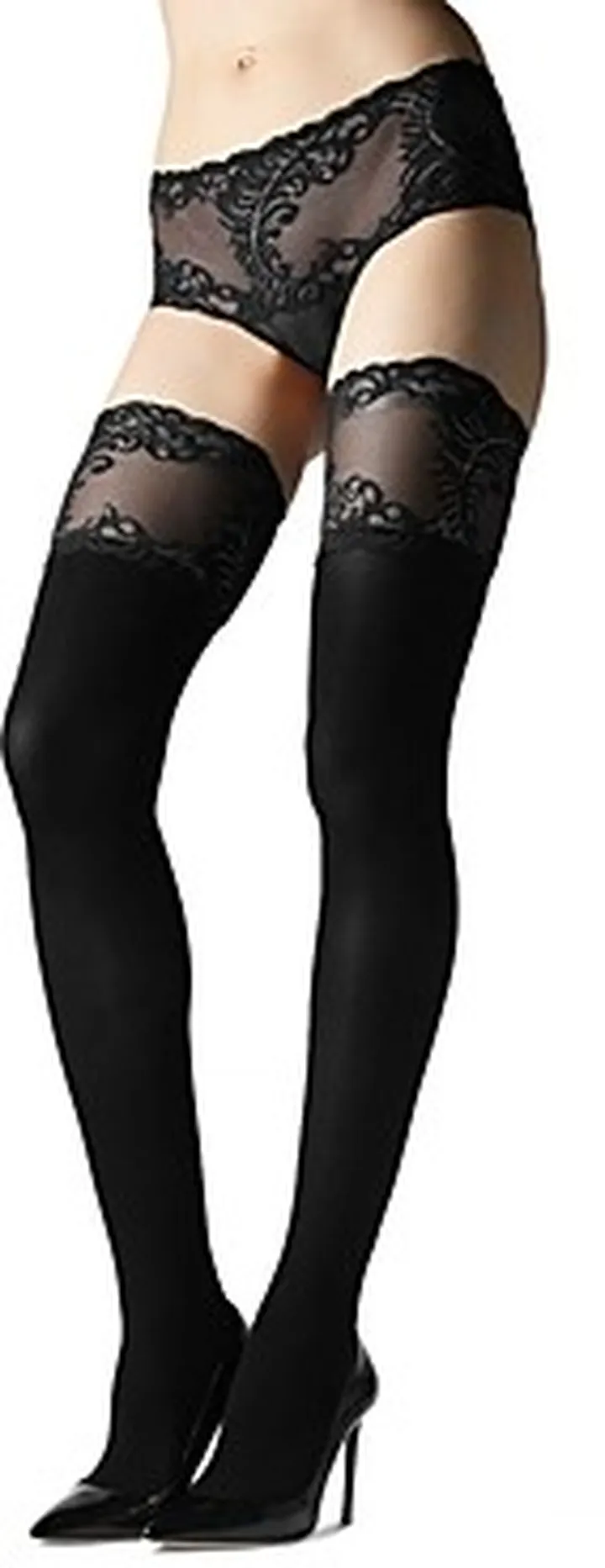 Natori Feathers Opaque Thigh Highs