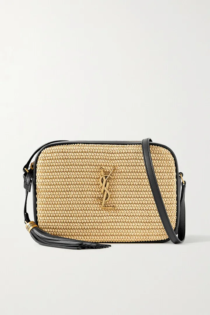 SAINT LAURENT - Lou Medium Raffia And Leather Shoulder Bag - Black