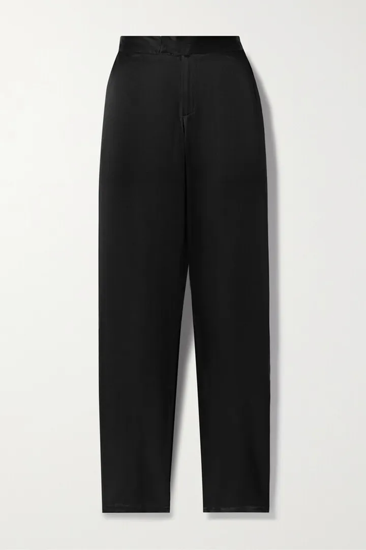 Louisa Ballou - Cruise Silk-charmeuse Straight-leg Pants - Black