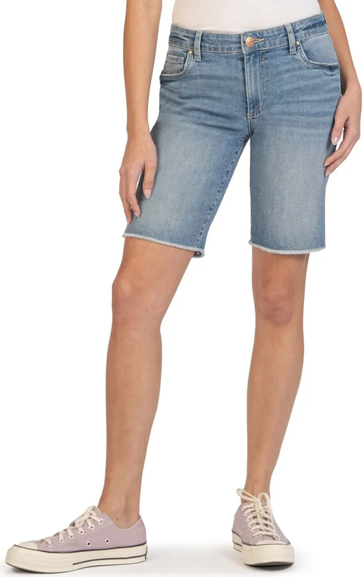 Natalie Frayed Denim Bermuda Shorts
