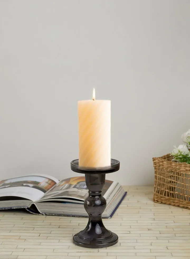 Black Large Glass Art Candle Holder