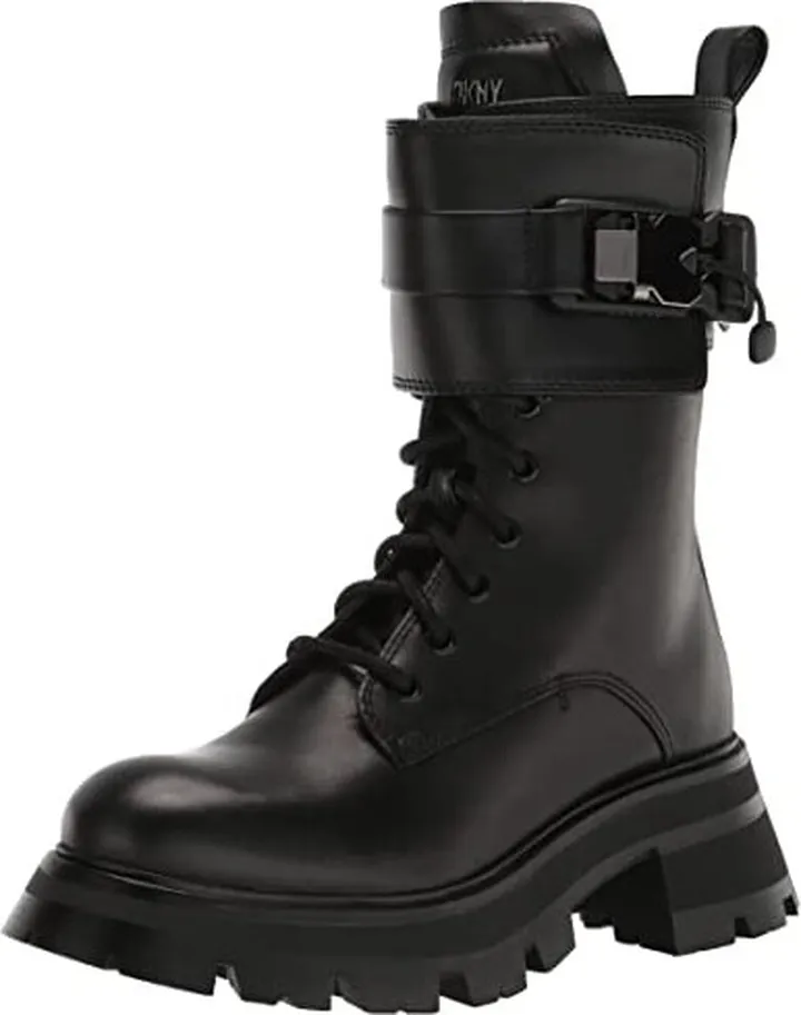 DKNY Women's Lace-up Lug Sole Combat Boot Fashion