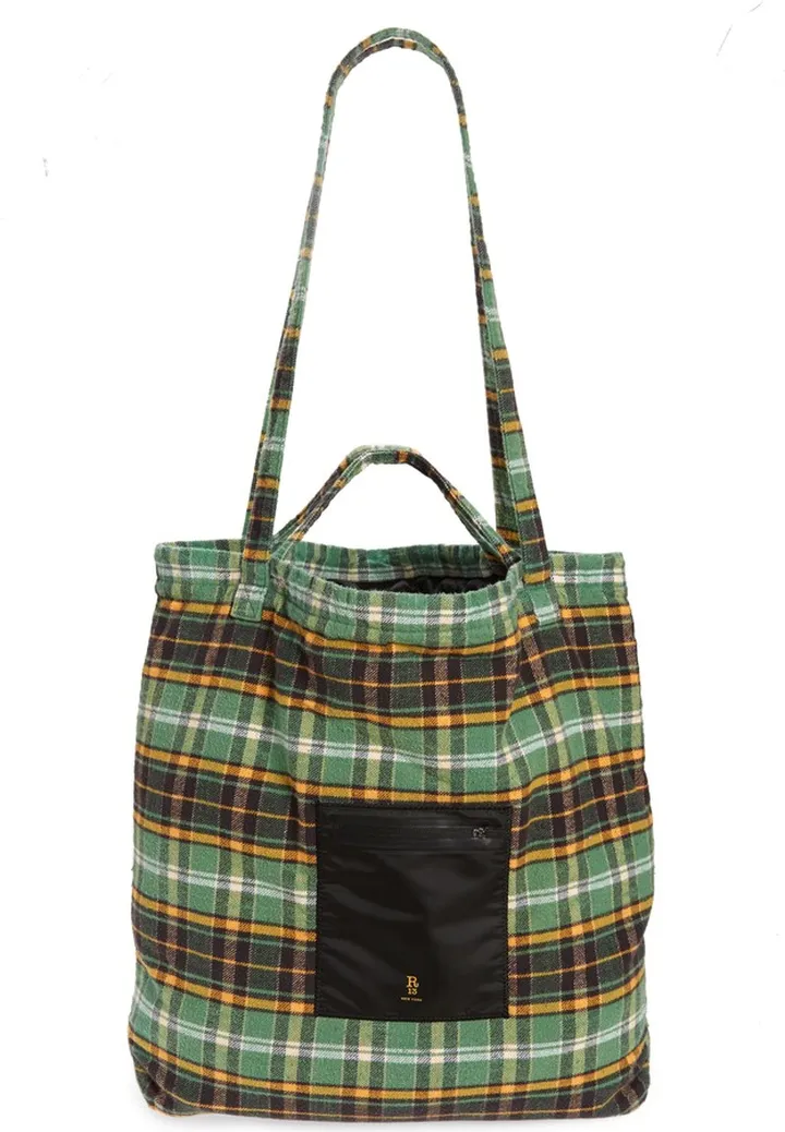 Oversize Plaid Cotton Flannel Tote