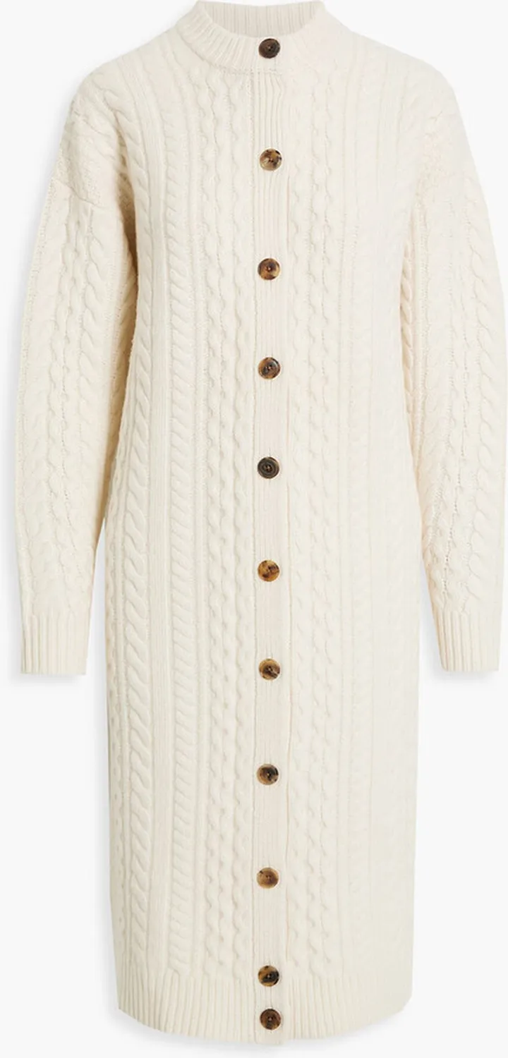 Cable-knit wool cardigan