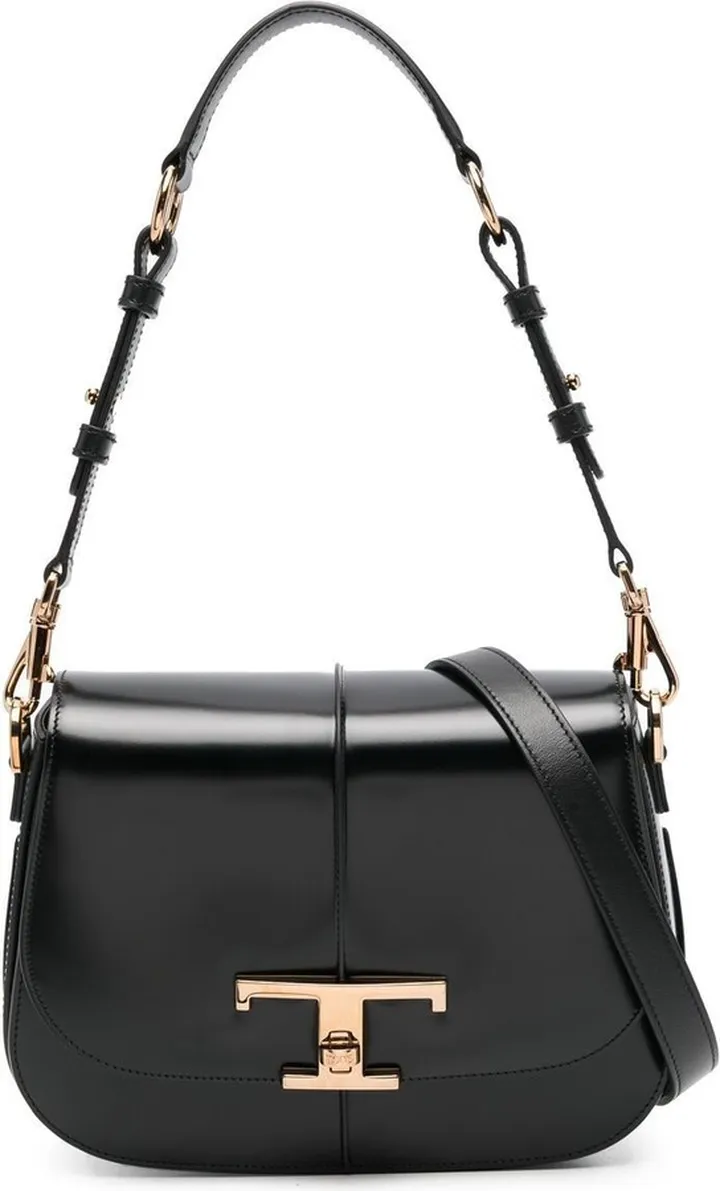 Black T Timeless Leather Shoulder Bag