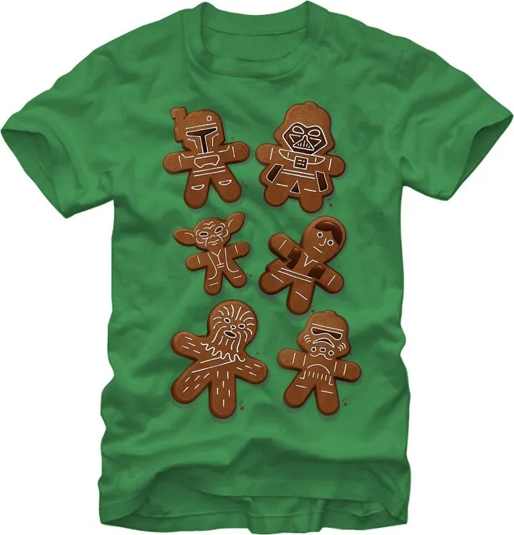 Men's Star Wars Christmas Gingerbread Cookies T-Shirt - Kelly Green - X Large