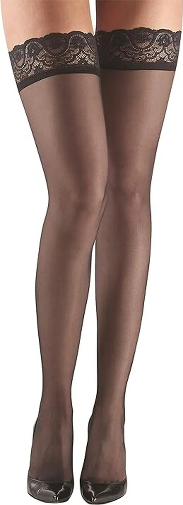 Commando Up All Night Sexy Sheer with Lace HTH06 (Black) Women's Thigh High Socks Shoes