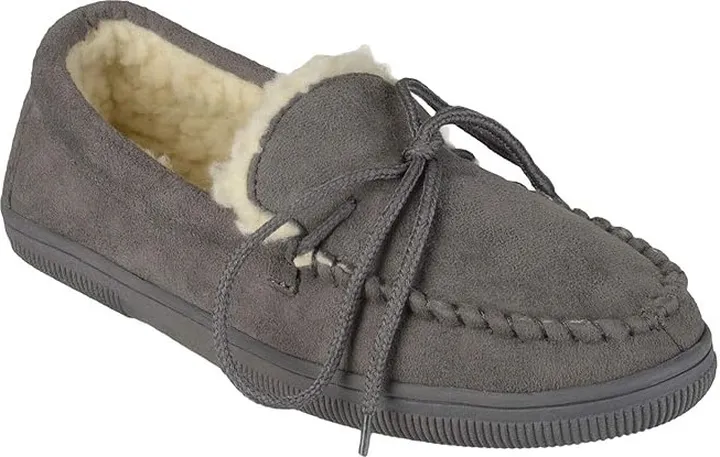 Vance Co. Moccasin Slipper (Grey Faux Suede) Men's Shoes