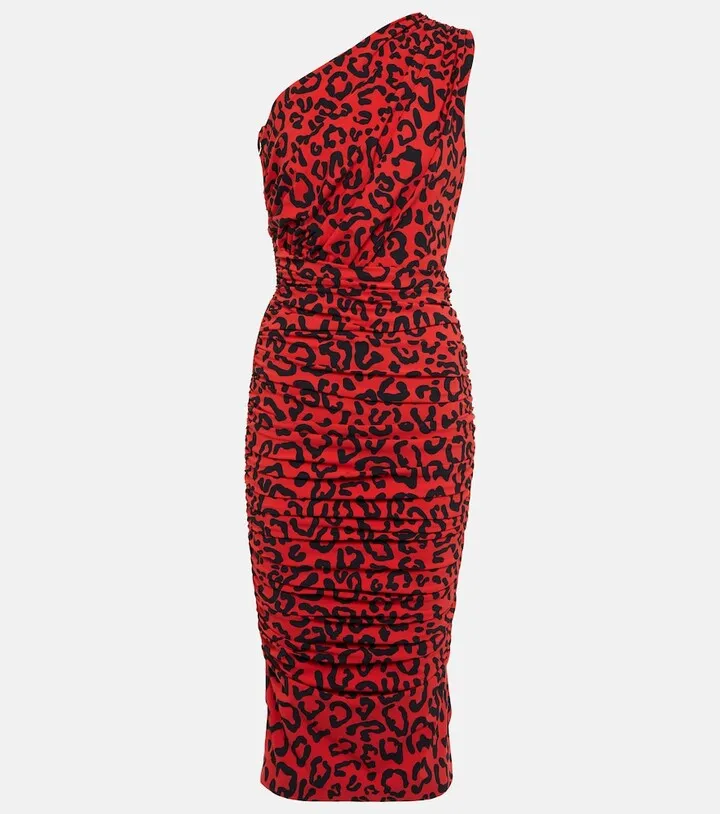 Leopard-printed jersey midi dress