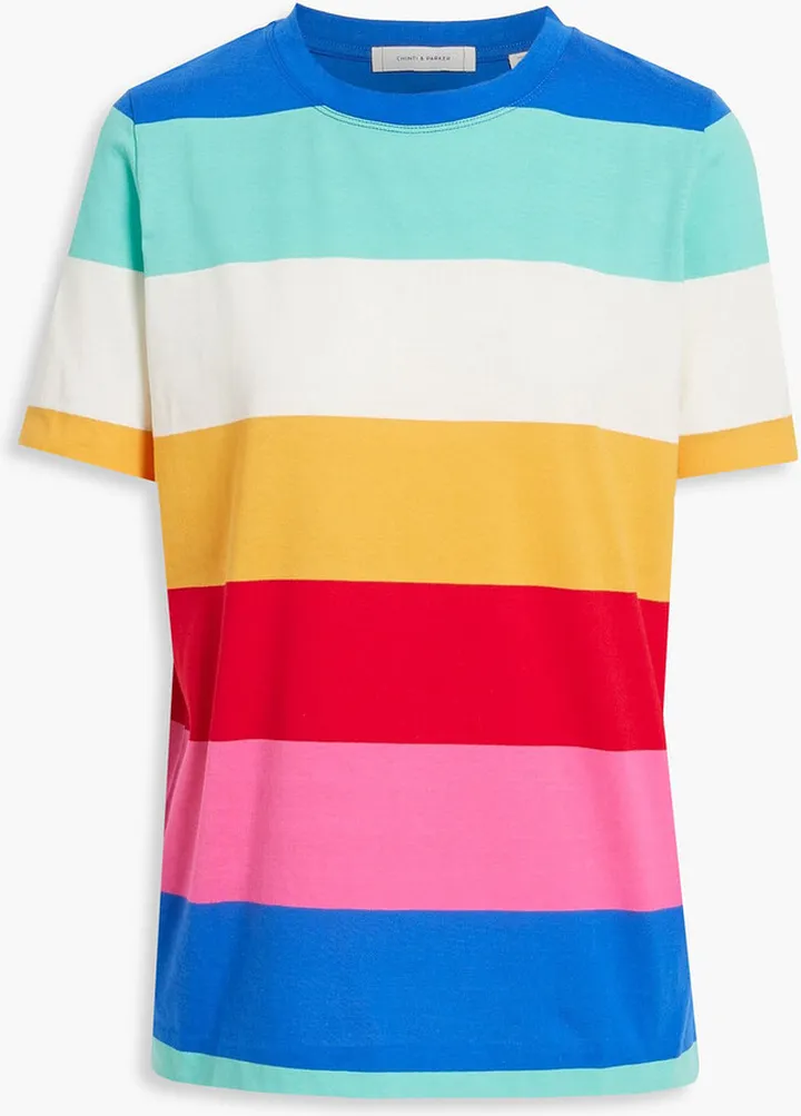 Striped cotton-jersey T-shirt