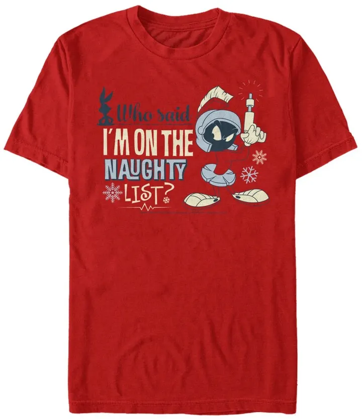 Men's Looney Tunes Marvin Naughty List Short Sleeve T-shirt