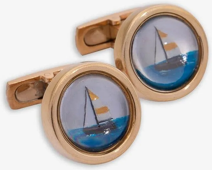 Cufflinks with sailing boat