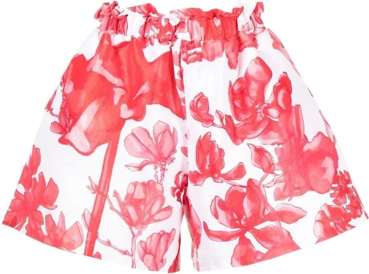 Floral-Print Paperbag Shorts