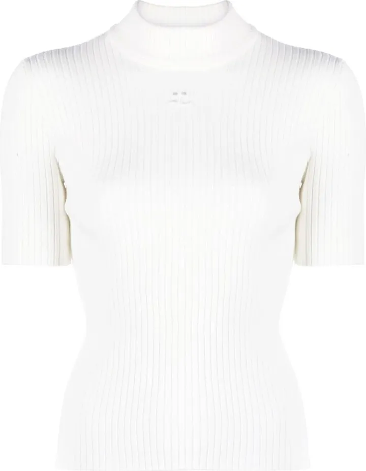 Short-Sleeve Ribbed-Knit Top