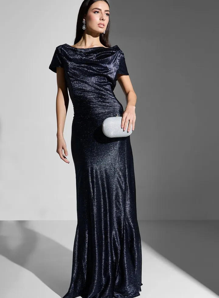 Cowl Neck Tiered Hem Dress