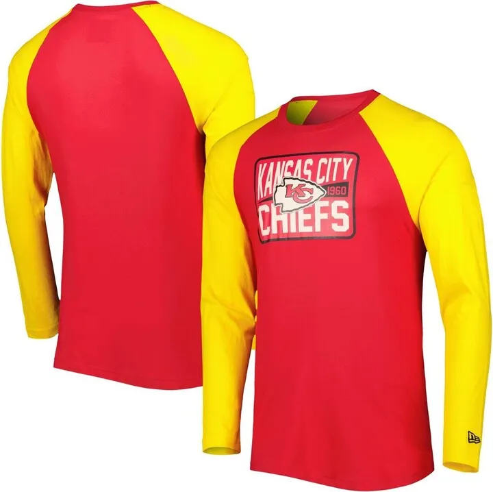 Men's New Era Red Kansas City Chiefs Current Raglan Long Sleeve T-shirt