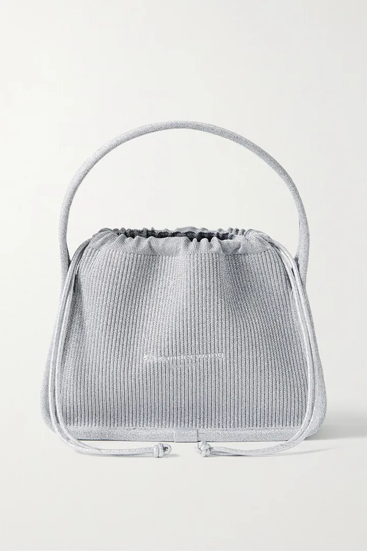Alexander Wang - Ryan Small Metallic Ribbed-knit Tote - Silver