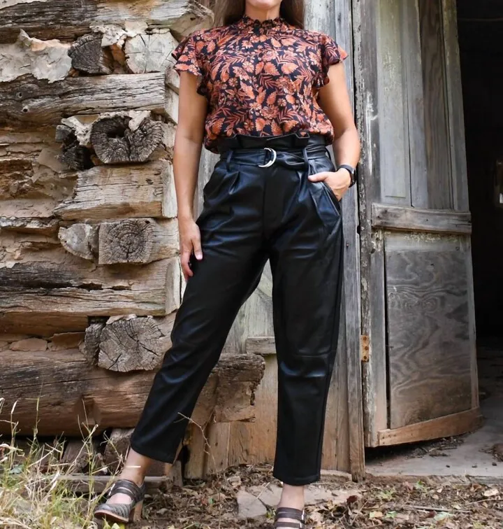 Aguila Faux Leather Pant in Black