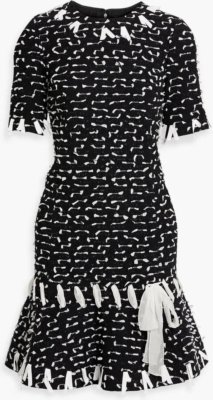 Whipstitched cotton-blend bouclé-tweed mini dress