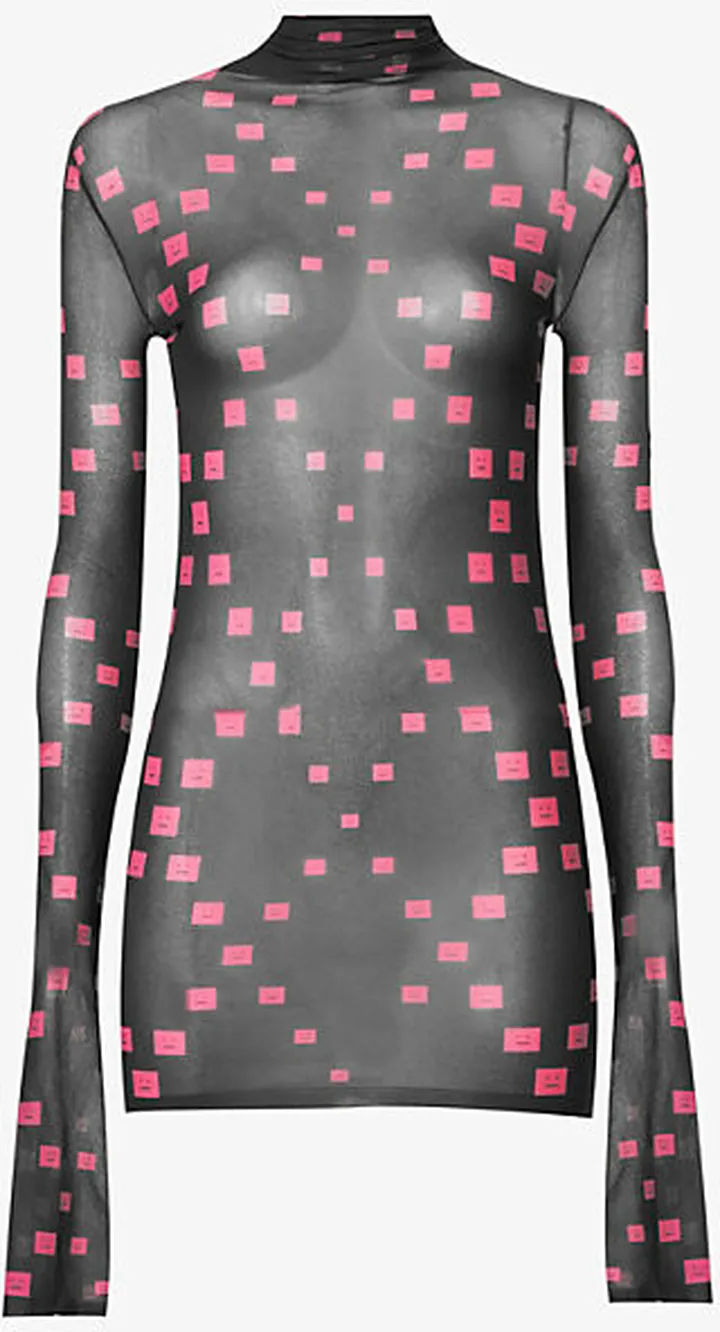Womens Black Diamond-pattern Turtleneck Woven top