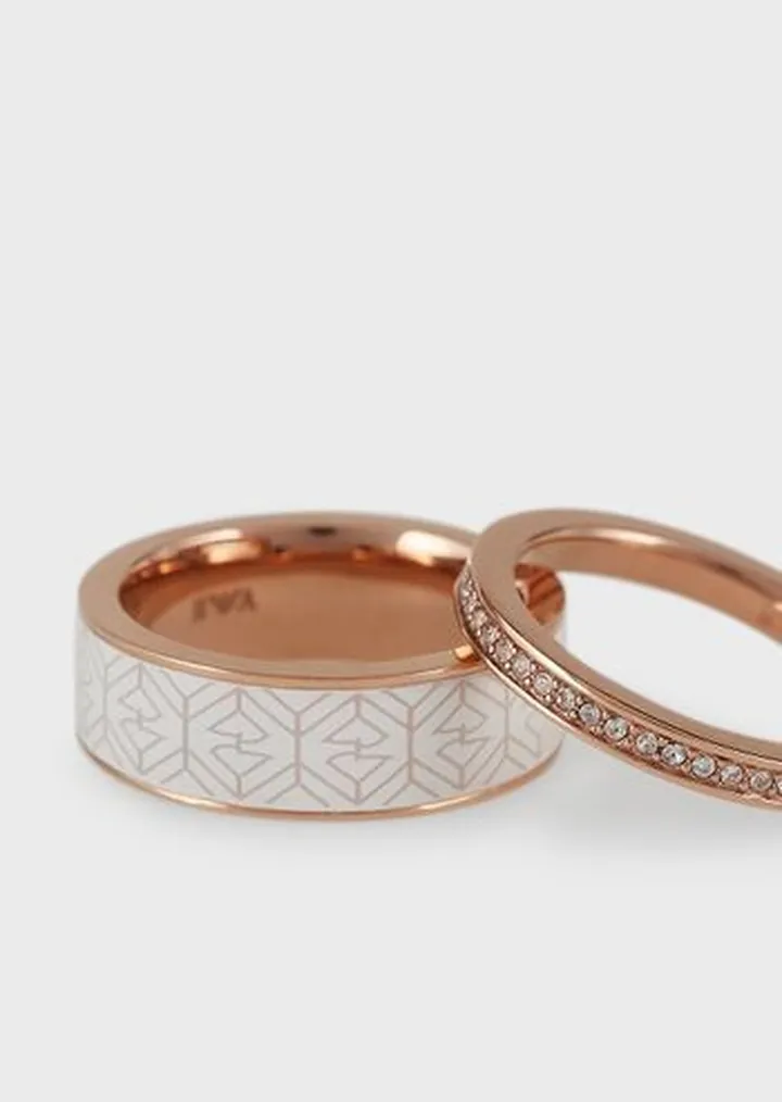 Emporio Armani Rose Gold-Tone Stainless Steel Stack Ring