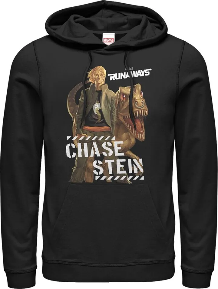 Men's Marvel Runaways Chase Stein & Dinosaur Pull Over Hoodie - Black - X Large