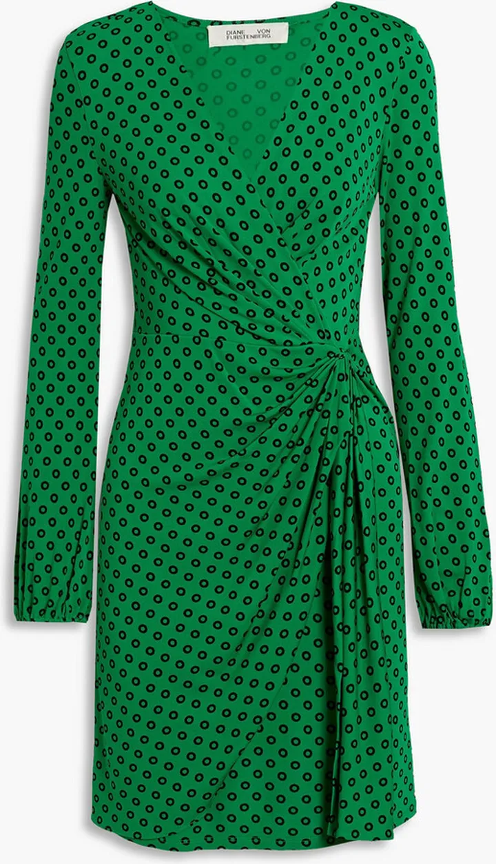 Toronto wrap-effect printed jersey mini dress