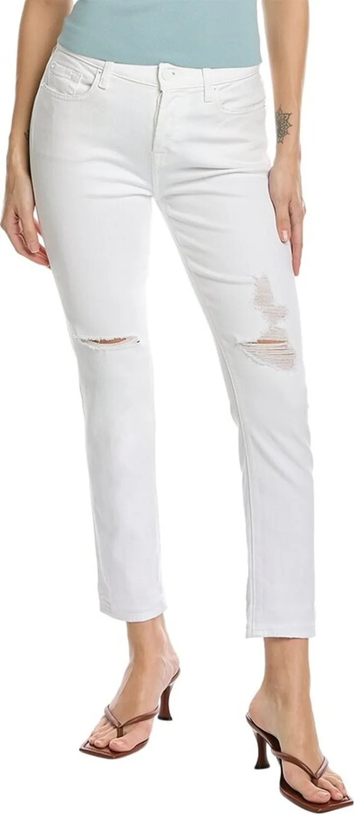 7 For All Mankind Josefina Broken Twill White Feminine Boyfriend Jean